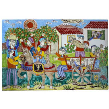 Lava Rock Panel The Harvesting of Oranges PI416PL-5 Lava Rock Panel The Harvesting of Oranges PI416PL-5